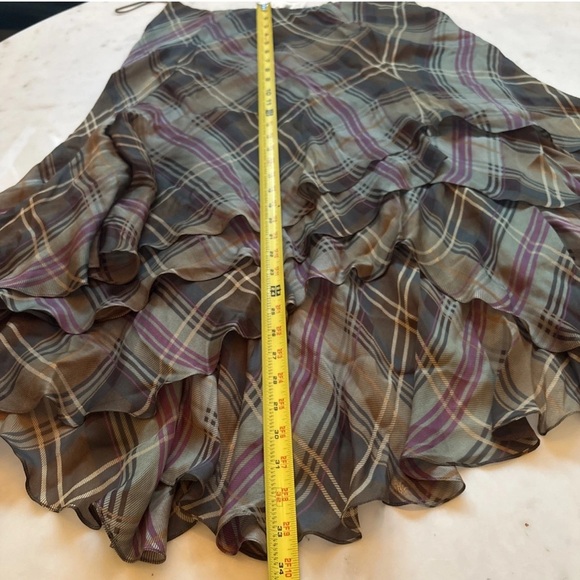Ralph Lauren Collection Silk Midi Skirt 12 Asymmetrical Plaid Flowy Runway 2003 - Picture 11 of 13